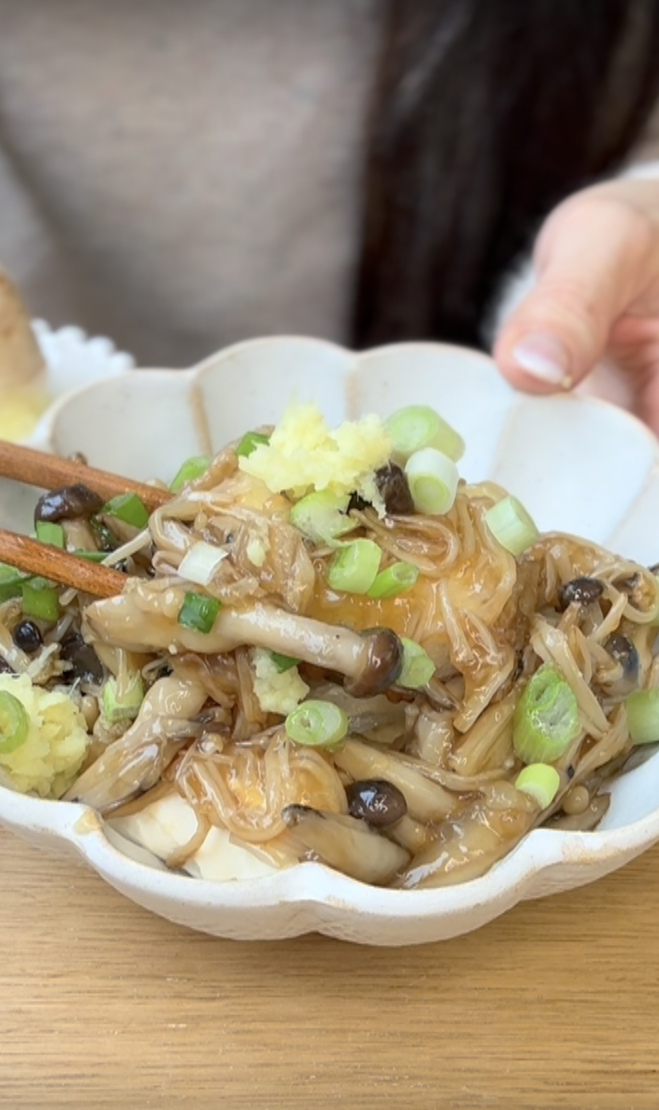 Agedashi Mushroom Tofu 揚げ出しきのこ豆腐